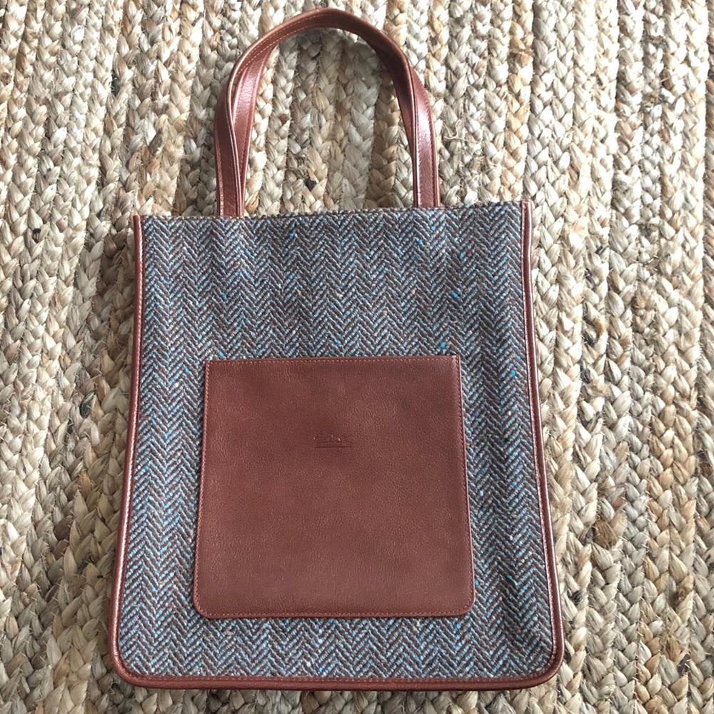 Longchamp Tweed and Leather Tote